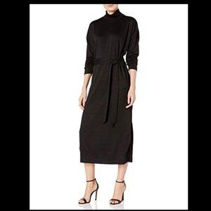 Paige Womens Paxton Black Slub Turtleneck Midi Dress sz L $179 NWT!!